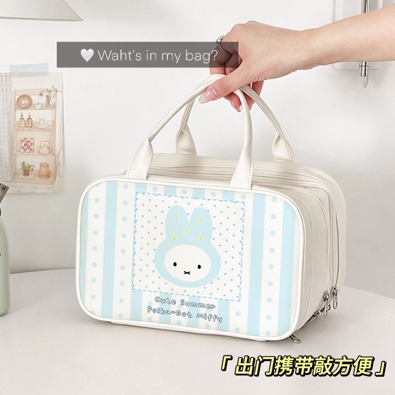 Beauty Makeup Edit - Kawaii Miffy-Muster Mehrschichtige Make-up-Handtasche, Geräumiger Kosmetikkoffer