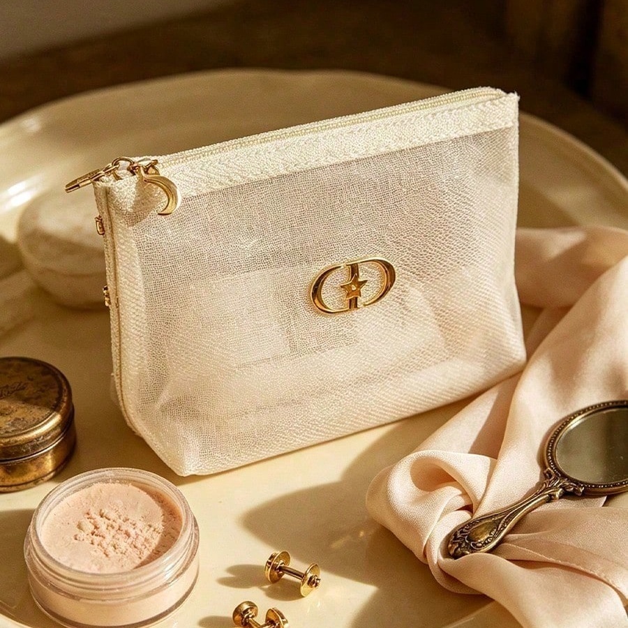 Beauty Makeup Dior - DIOR Weiße Transparente Netz-Kosmetiktasche Durchsichtige Make-up-Aufbewahrungstasche