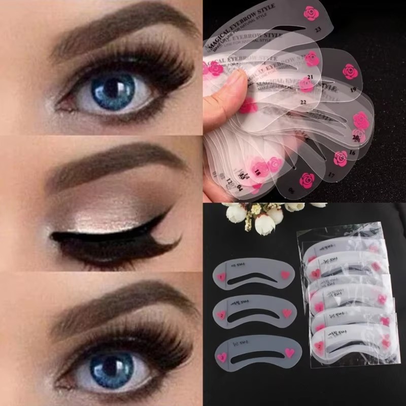 Beauty Makeup Drawing - 1/2/4/6-teiliges Wiederverwendbares Augenbrauen-Schablonen-Set Augenbrauen DIY Zeichenvorlage