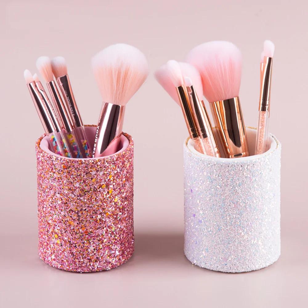 Beauty Kiss Makeup - Funkelnder Make-up-Pinselbehälter, Kosmetik-Aufbewahrungsbox, Stiftbox für den