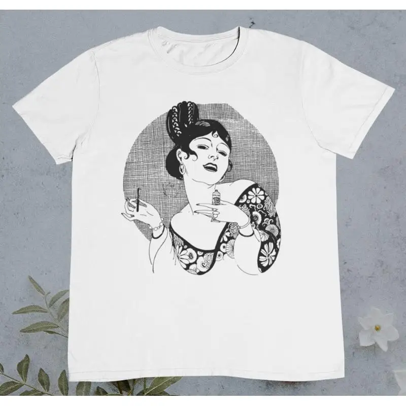 Beauty Makeup Drawing - Vintage-T-Shirt mit schöner Frauengrafik, Make-up, 100