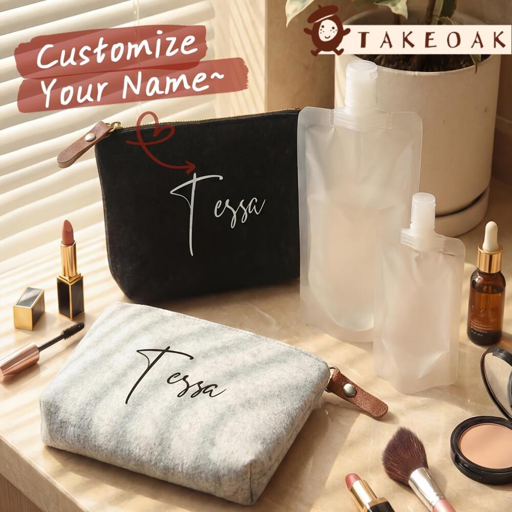 Beauty Makeup Names - Personalisierte Kosmetiktasche aus Samt mit individuellem