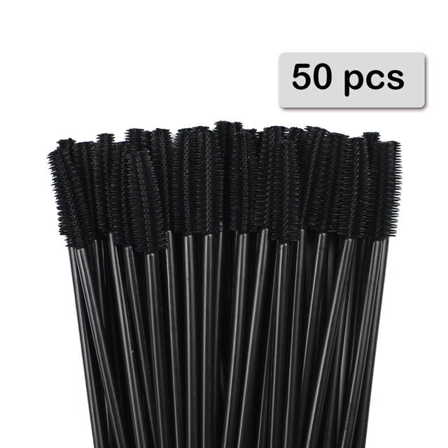 Beauty Makeup Background - 50 Stück Silikon-Mascara-Applikatoren, Einweg-Wimpernbürsten, Kamm, Schönheits-Make-up-Pinsel